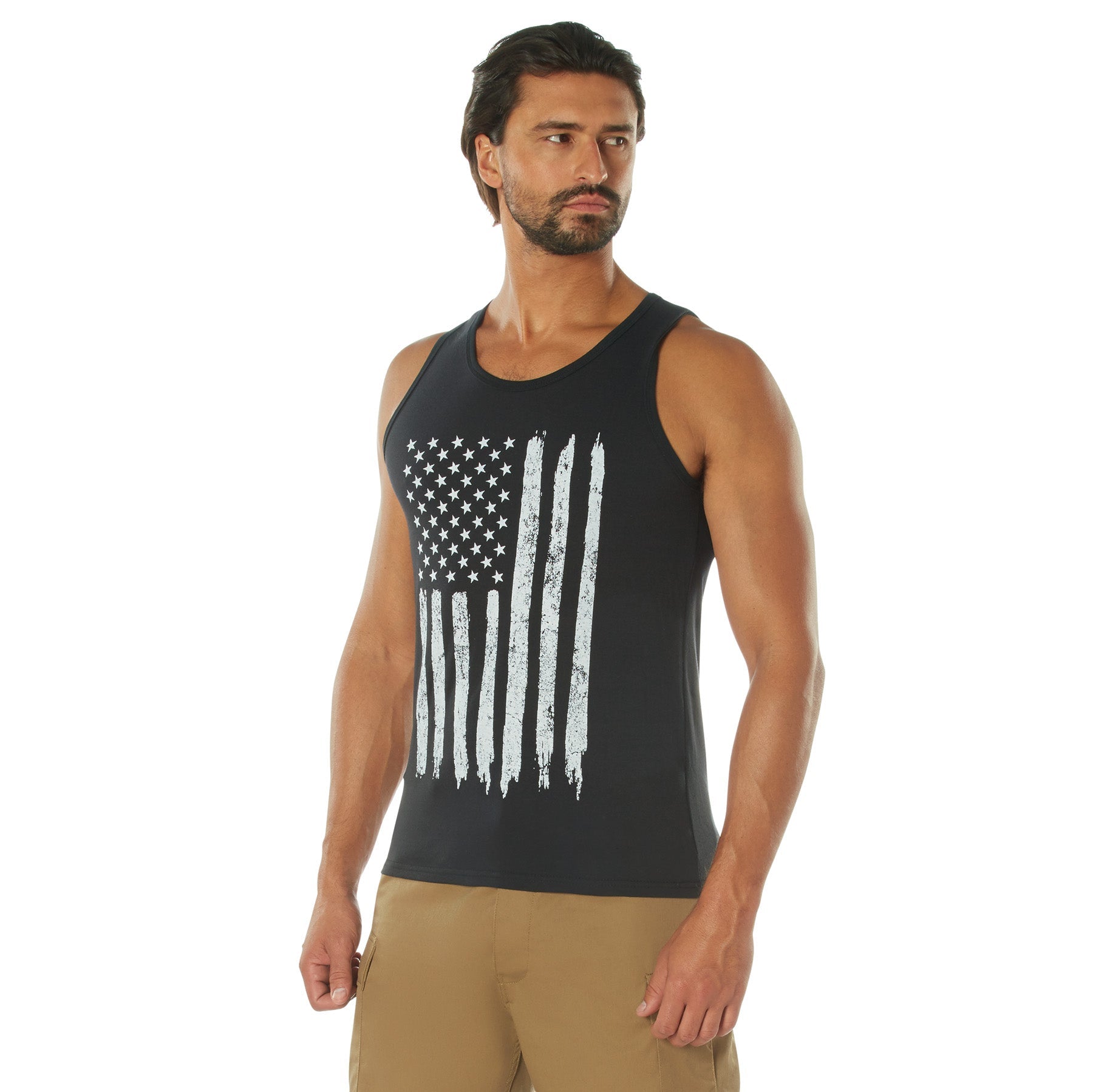 Rothco Distressed U.S. Flag Tank Top Black Size 3XL - Get Tight Gear