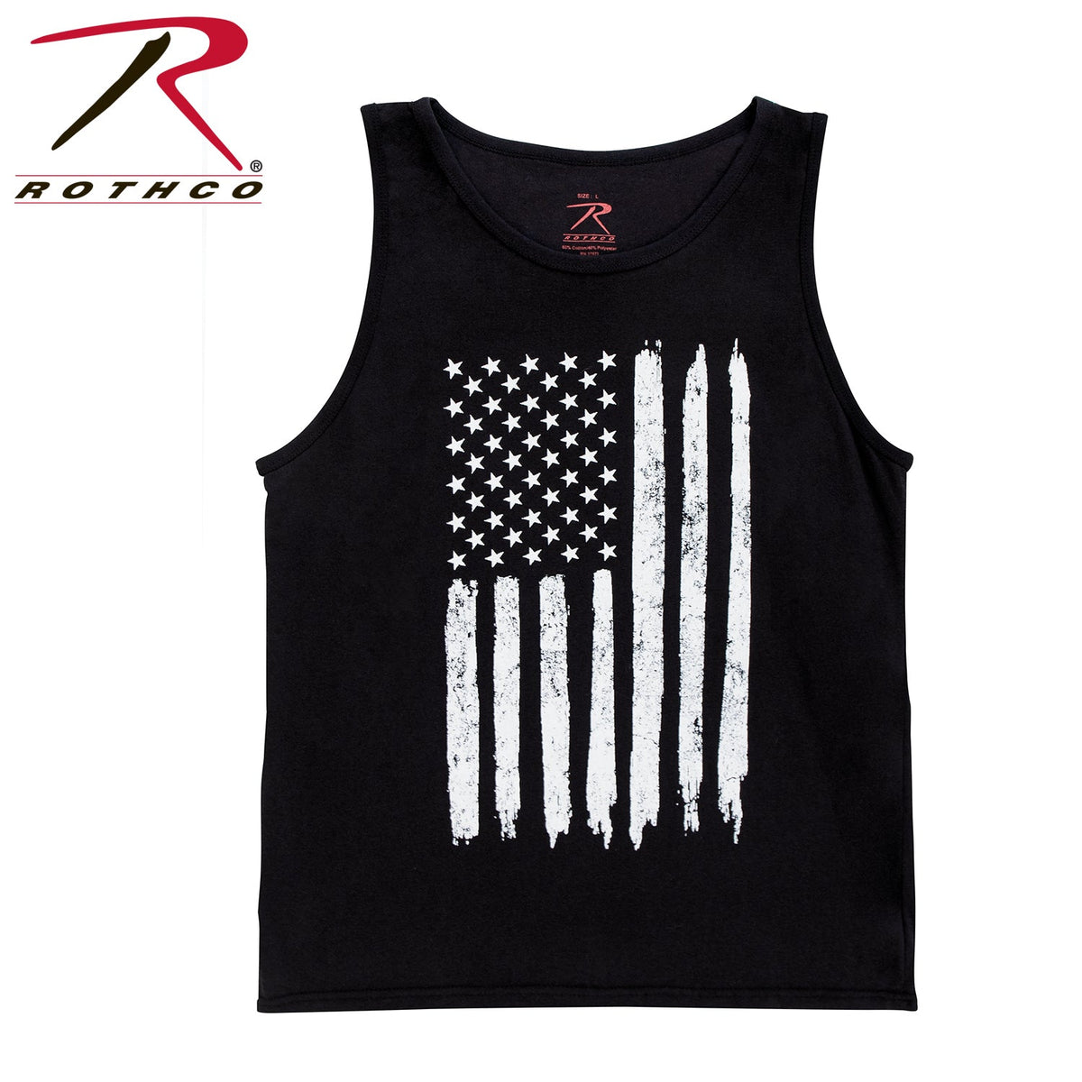 Rothco Distressed U.S. Flag Tank Top Black Size XL - Get Tight Gear