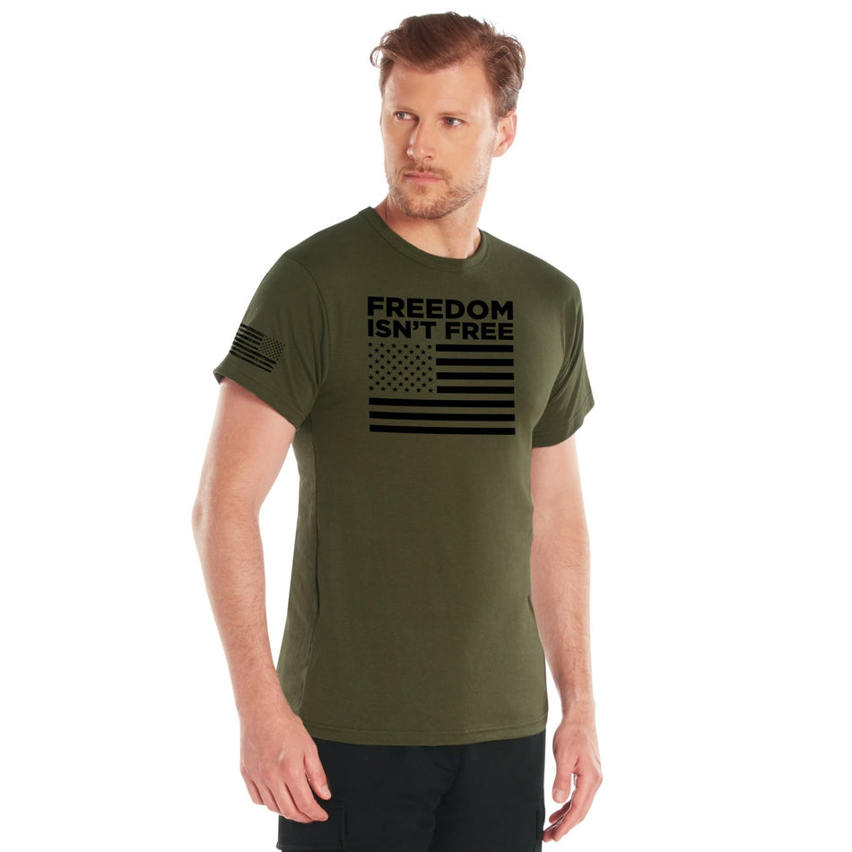 Rothco Freedom Isn't Free Flag T-Shirt Olive Drab Size 2XL - Get Tight Gear