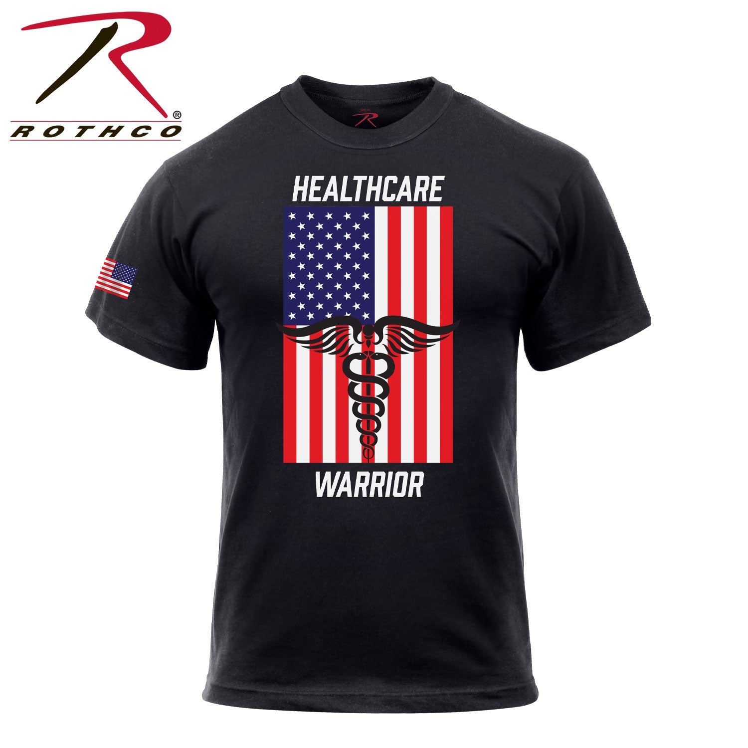 Rothco Healthcare Warrior US Flag T-Shirt - Black Black Size L - Get Tight Gear