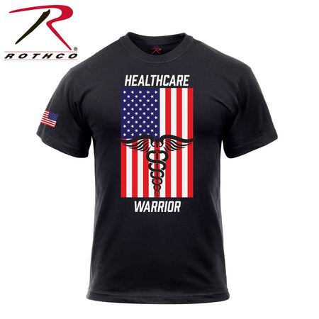 Rothco Healthcare Warrior US Flag T-Shirt - Black Black Size L - Get Tight Gear