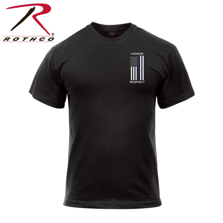 Rothco Honor and Respect 2 - Sided Thin Blue Line Flag T-Shirt - Black Black Size L - Get Tight Gear