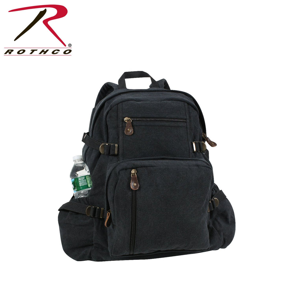 Rothco Jumbo Vintage Canvas Backpack Black Size One Size - Get Tight Gear