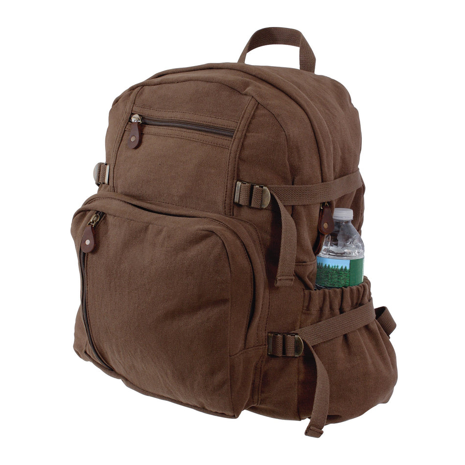Rothco Jumbo Vintage Canvas Backpack Earth Brown - Get Tight Gear