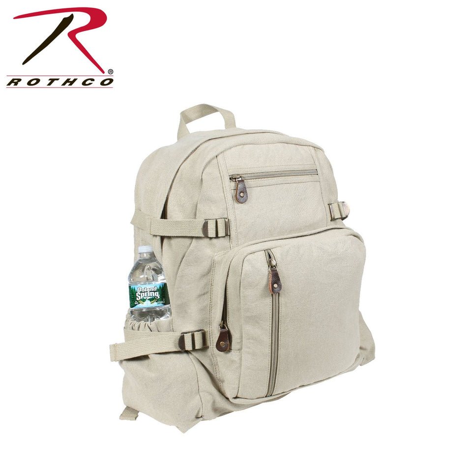Rothco Jumbo Vintage Canvas Backpack Khaki Size One Size - Get Tight Gear