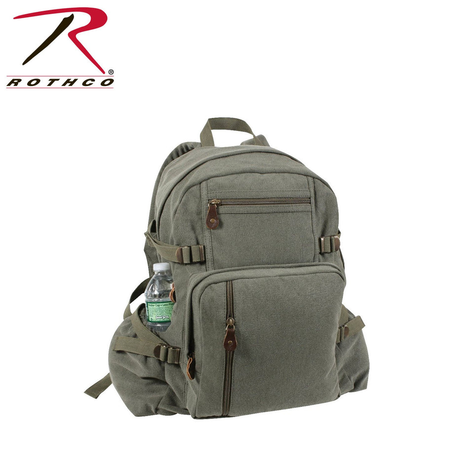 Rothco Jumbo Vintage Canvas Backpack Olive Drab Size One Size - Get Tight Gear