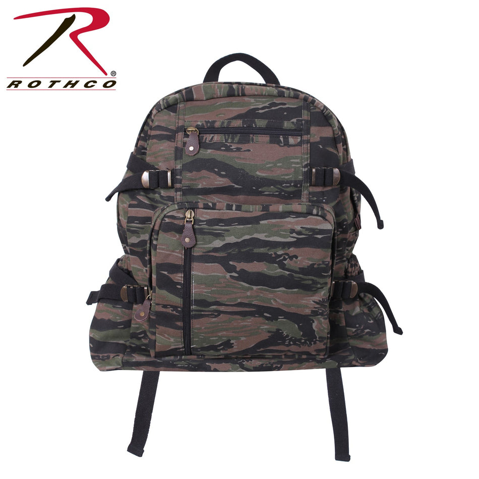 Rothco Jumbo Vintage Canvas Backpack Tiger Stripe Camo Size One Size - Get Tight Gear