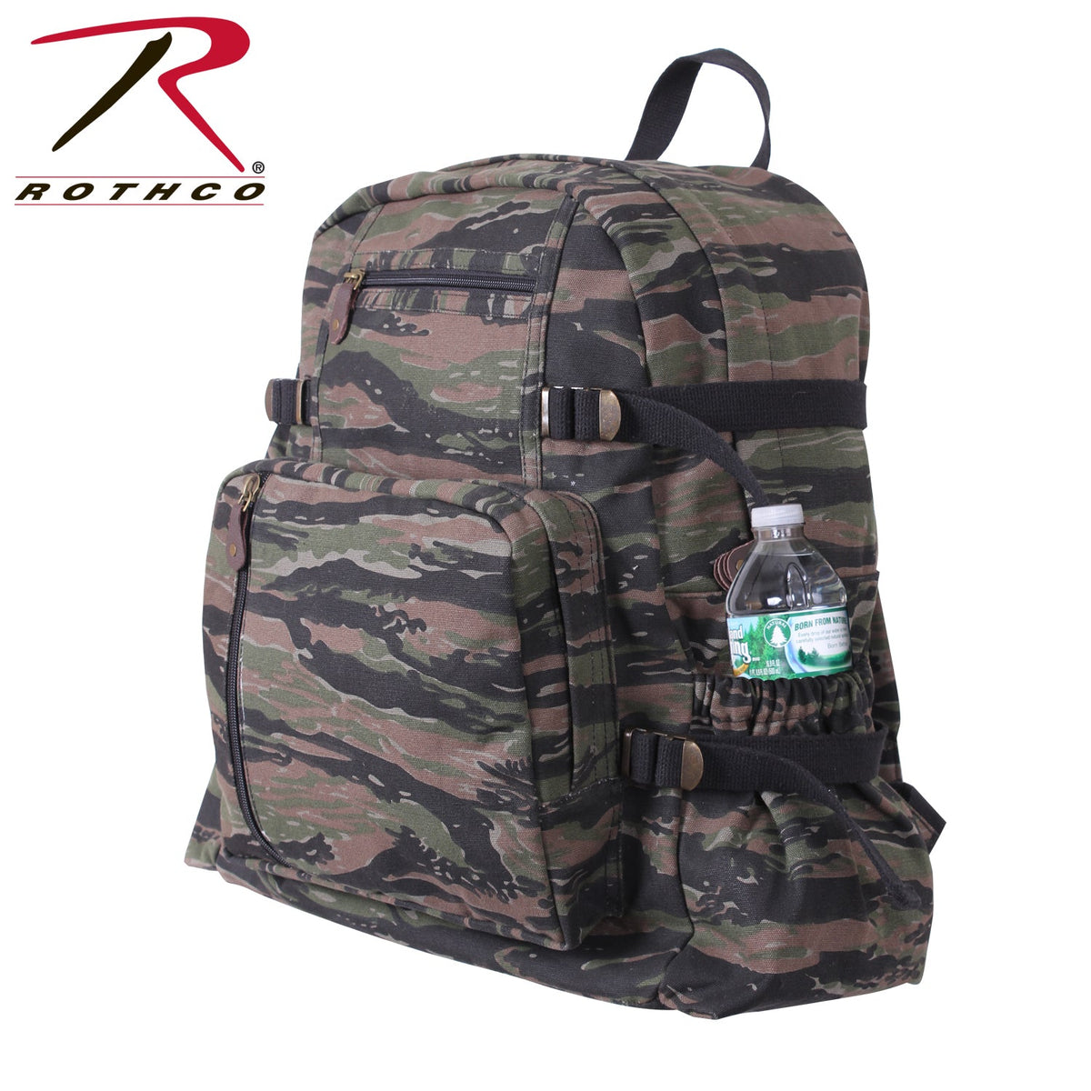 Rothco Jumbo Vintage Canvas Backpack Tiger Stripe Camo Size One Size - Get Tight Gear