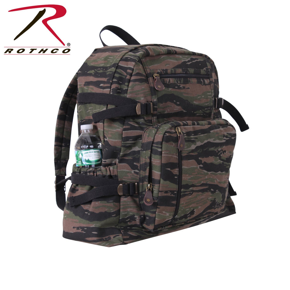 Rothco Jumbo Vintage Canvas Backpack Tiger Stripe Camo Size One Size - Get Tight Gear