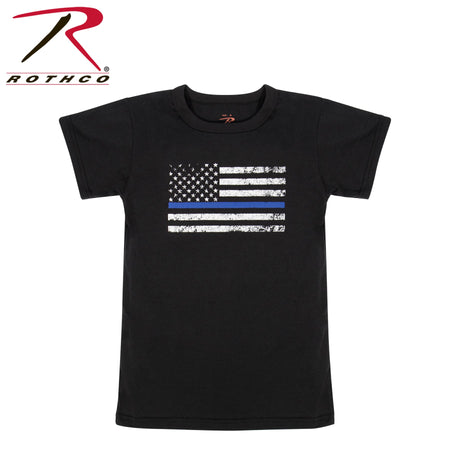 Rothco Kids Thin Blue Line US Flag T-Shirt Black Size L - Get Tight Gear