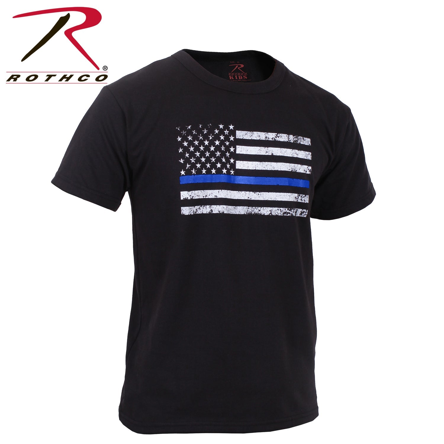 Rothco Kids Thin Blue Line US Flag T-Shirt Black Size M - Get Tight Gear