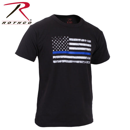 Rothco Kids Thin Blue Line US Flag T-Shirt Black Size S - Get Tight Gear