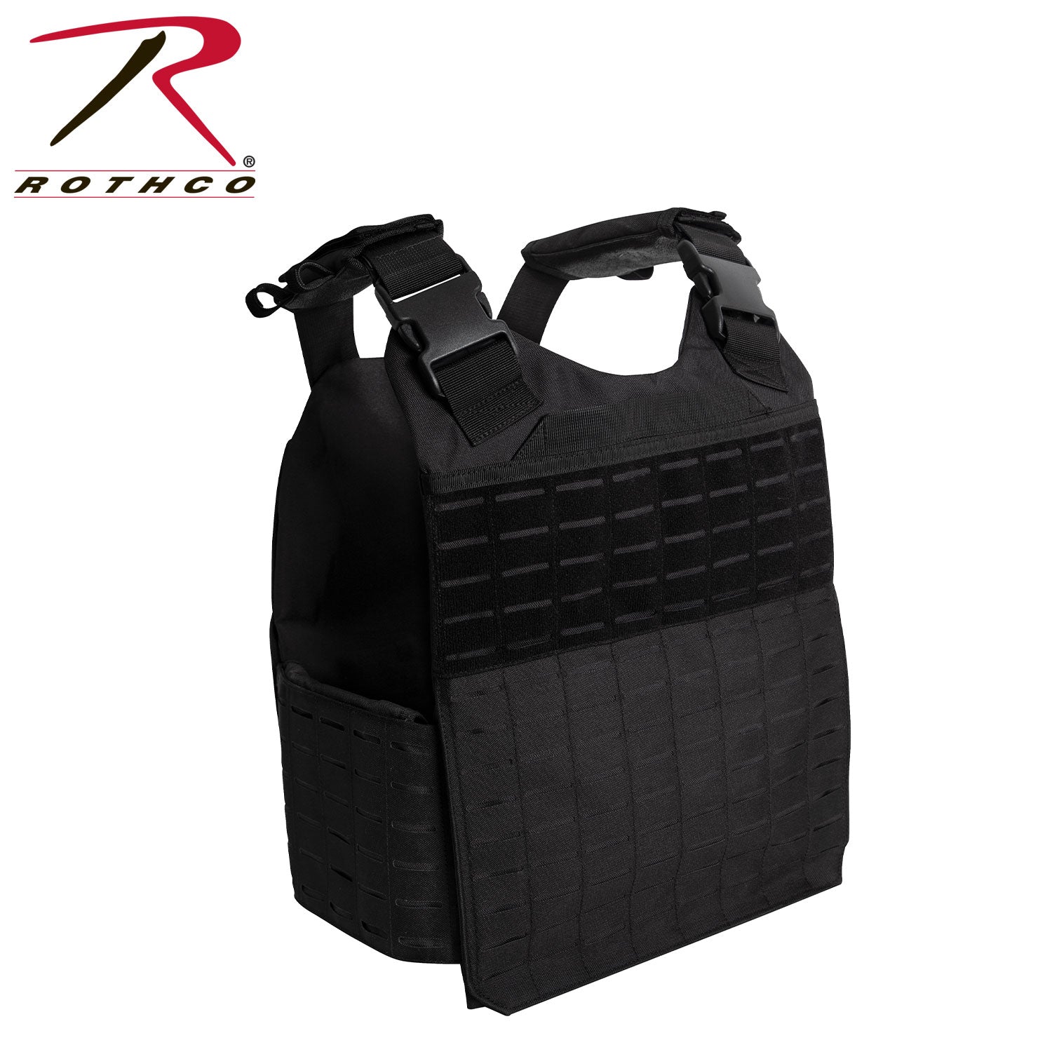 Rothco Laser Cut MOLLE Plate Carrier Vest Black Size Regular - Get Tight Gear