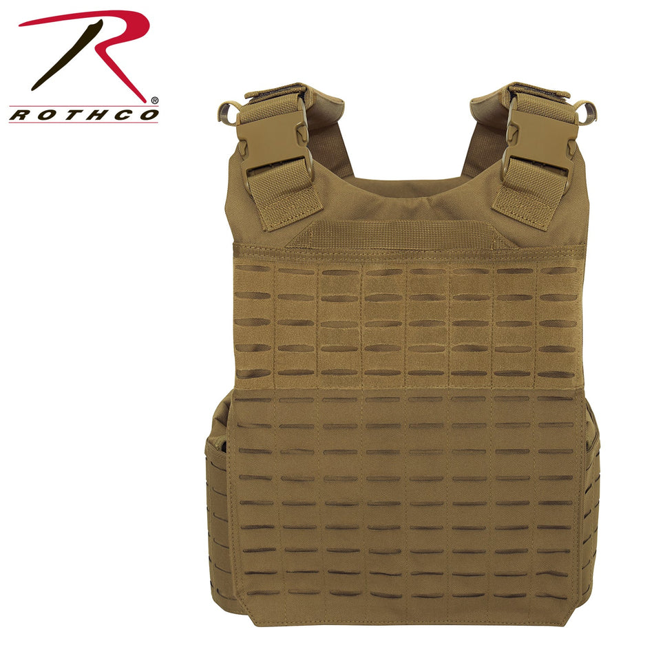 Rothco Laser Cut MOLLE Plate Carrier Vest Coyote Brown Size 2XL / 3XL - Get Tight Gear
