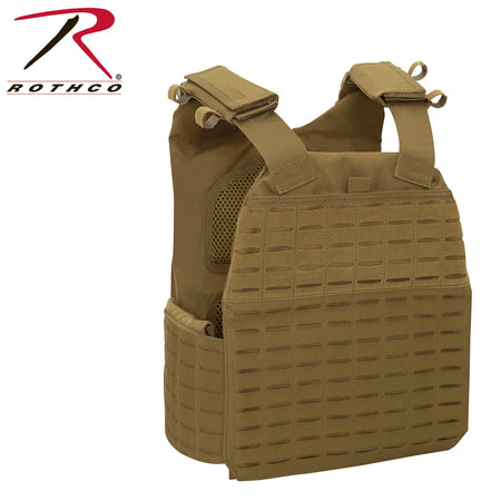 Rothco Laser Cut MOLLE Plate Carrier Vest Coyote Brown Size Regular - Get Tight Gear