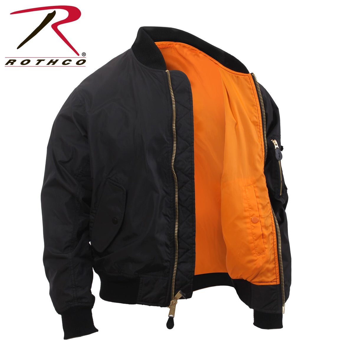 Rothco Lightweight Enhanced Nylon MA - 1 Flight Jacket Black Size M - Get Tight Gear