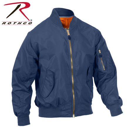 Rothco Lightweight Enhanced Nylon MA - 1 Flight Jacket Navy Blue Size L - Get Tight Gear