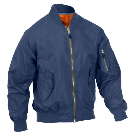 Rothco Lightweight Enhanced Nylon MA - 1 Flight Jacket Navy Blue Size S - Get Tight Gear