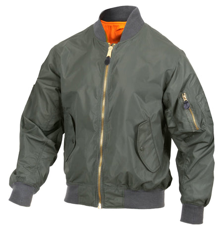 Rothco Lightweight Enhanced Nylon MA - 1 Flight Jacket Sage Green Size 2XL - Get Tight Gear