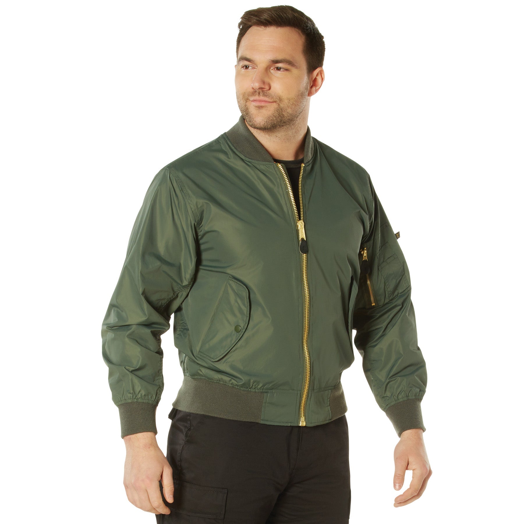Rothco Lightweight Enhanced Nylon MA - 1 Flight Jacket Sage Green Size L - Get Tight Gear