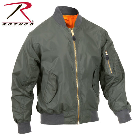 Rothco Lightweight Enhanced Nylon MA - 1 Flight Jacket Sage Green Size S - Get Tight Gear