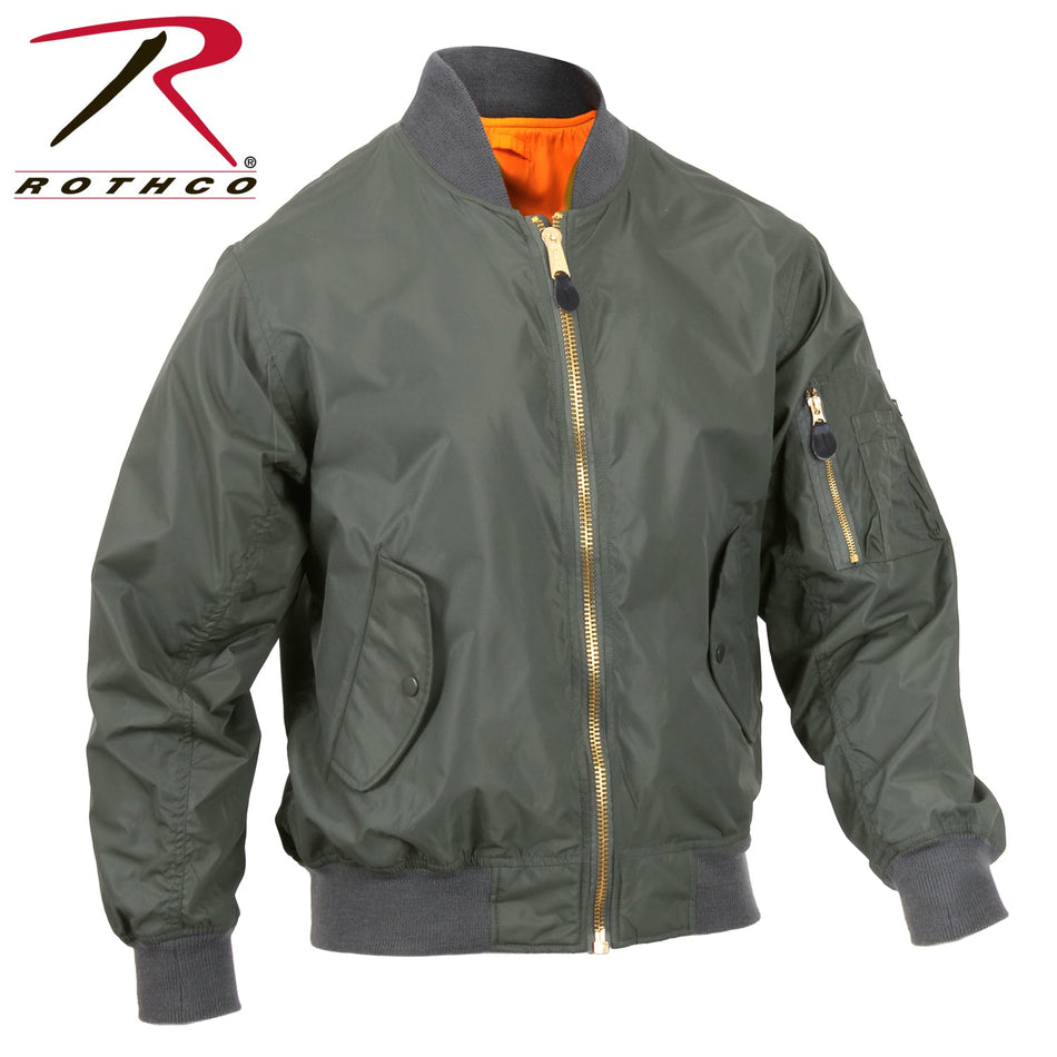 Rothco Lightweight Enhanced Nylon MA - 1 Flight Jacket Sage Green Size S - Get Tight Gear