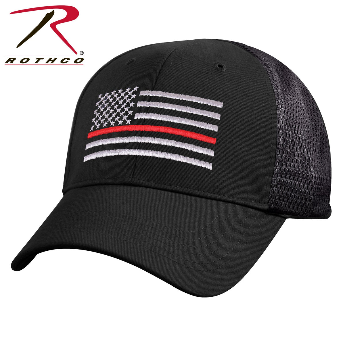 Rothco Mesh Back Thin Red Line Tactical Cap Black Size One Size - Get Tight Gear