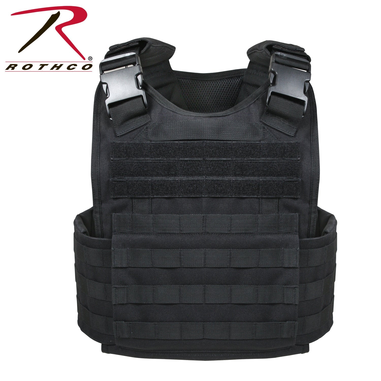 Rothco MOLLE Plate Carrier Vest Black Size Regular - Get Tight Gear