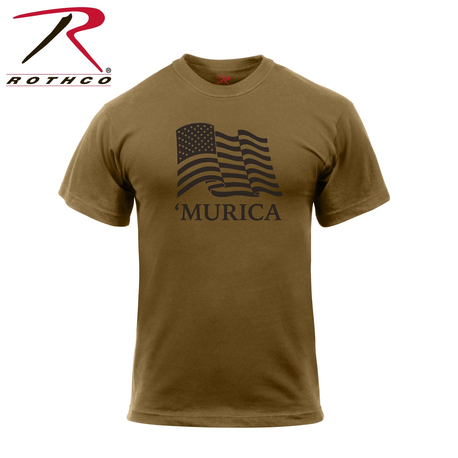 Rothco 'Murica US Flag T-Shirt Coyote Brown Size XL - Get Tight Gear