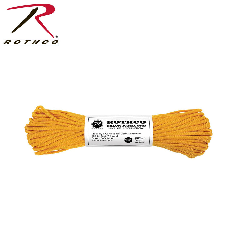 Rothco Nylon Paracord Type III 550 LB Gold Size 100' - Get Tight Gear