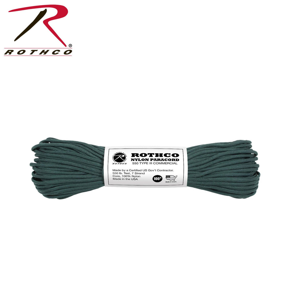 Rothco Nylon Paracord Type III 550 LB Hunter Green Size 100' - Get Tight Gear