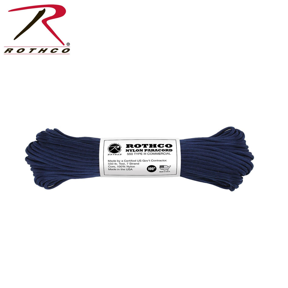 Rothco Nylon Paracord Type III 550 LB Midnight Navy Blue Size 100' - Get Tight Gear