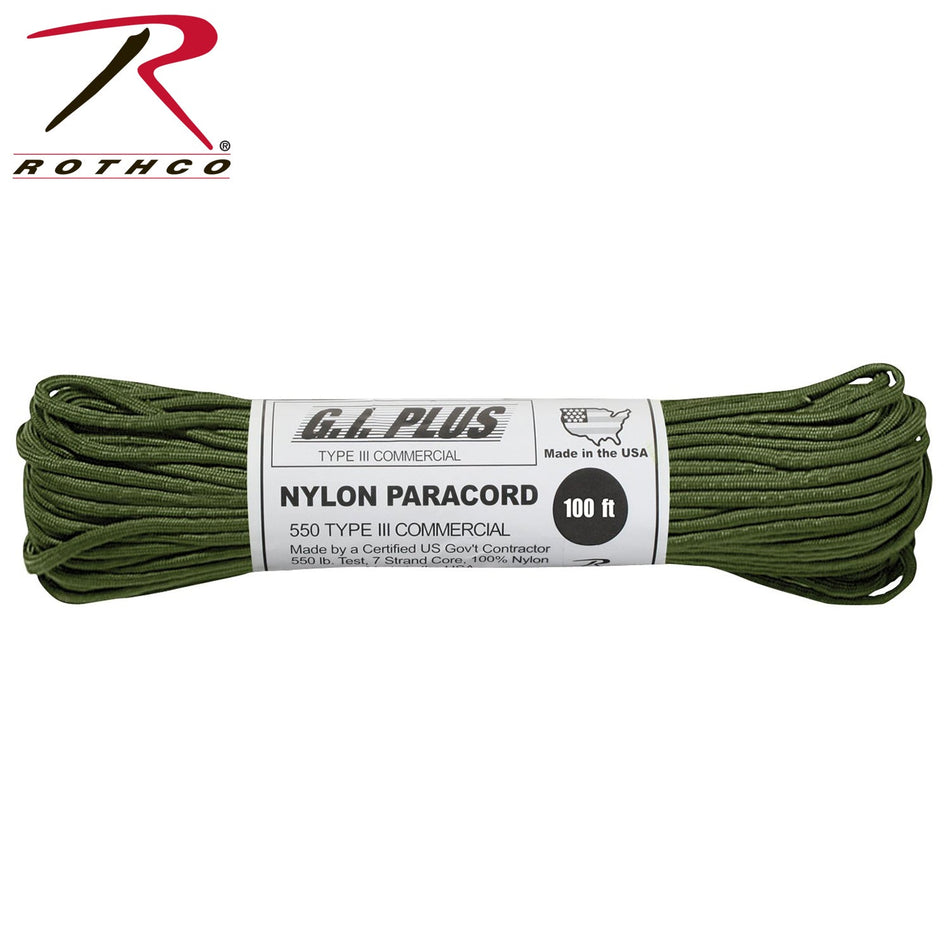 Rothco Nylon Paracord Type III 550 LB Olive Drab Size 100' - Get Tight Gear