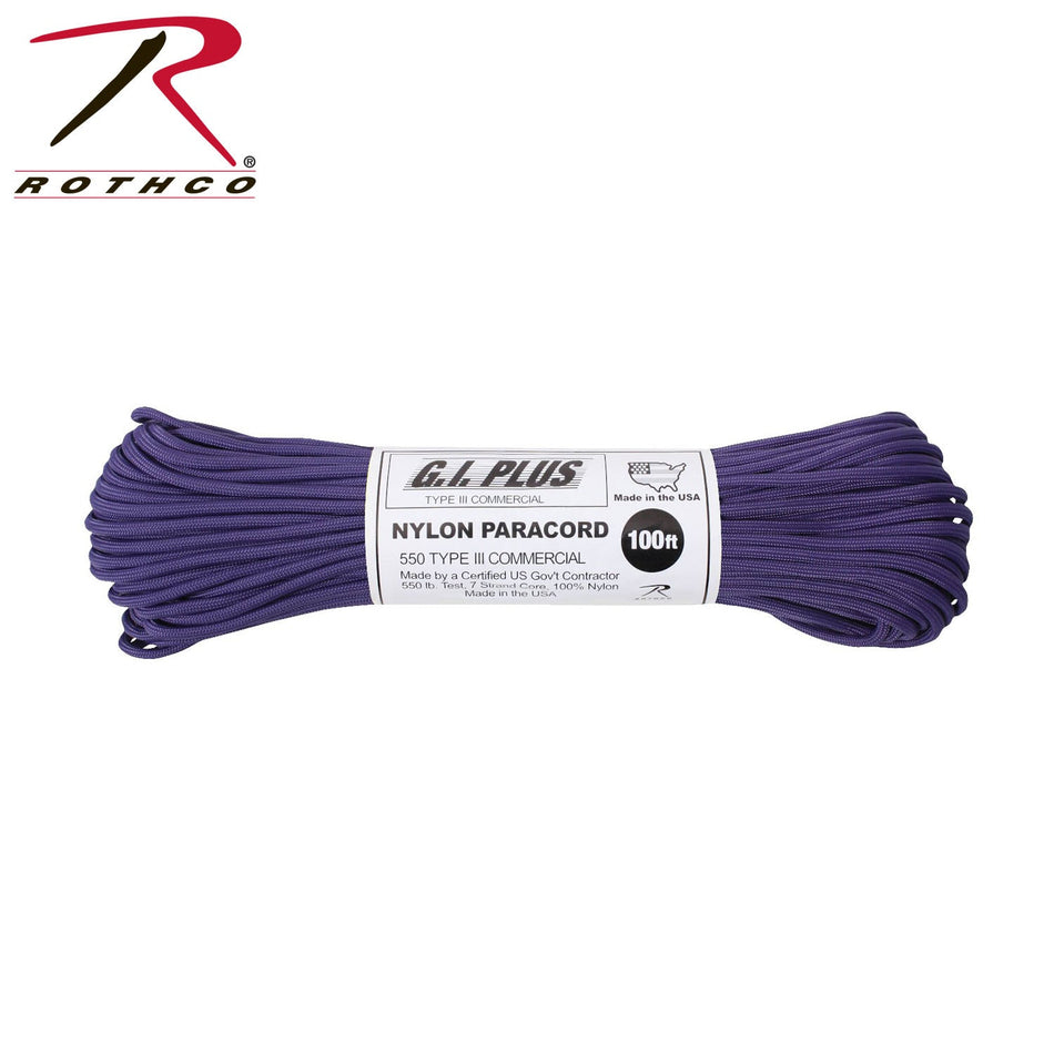 Rothco Nylon Paracord Type III 550 LB Purple Size 100' - Get Tight Gear