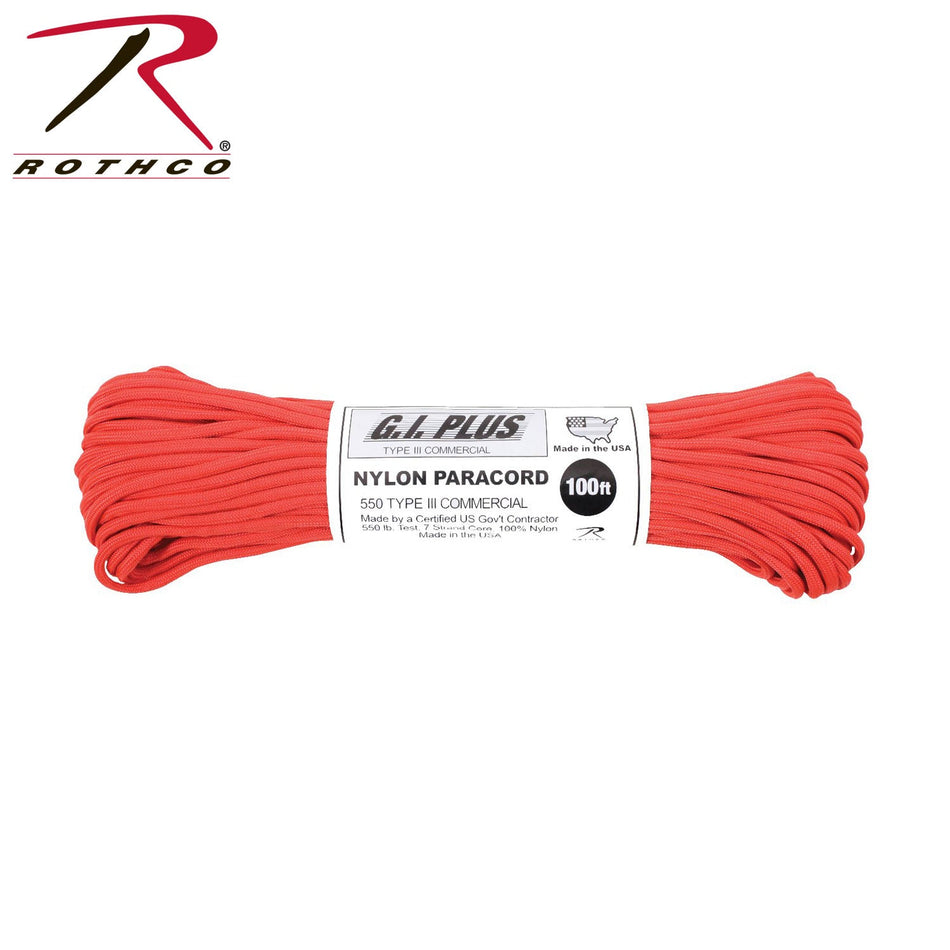 Rothco Nylon Paracord Type III 550 LB Red Size 100' - Get Tight Gear
