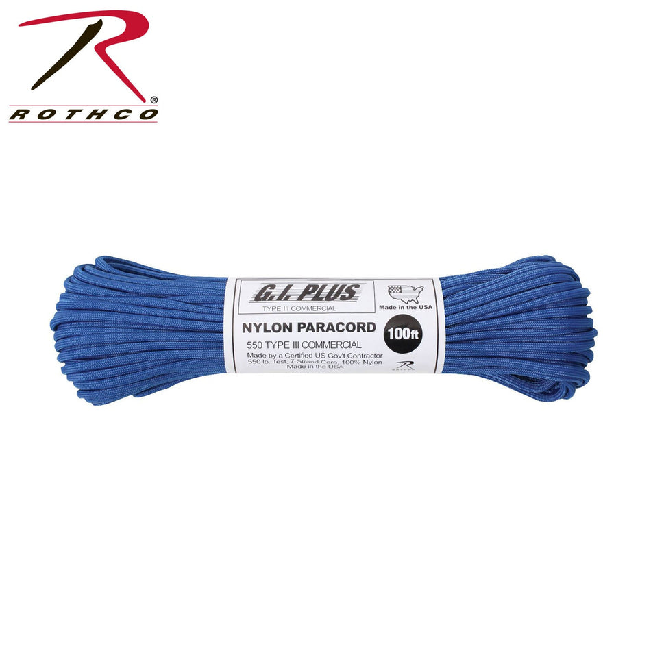 Rothco Nylon Paracord Type III 550 LB Royal Blue Size 100' - Get Tight Gear