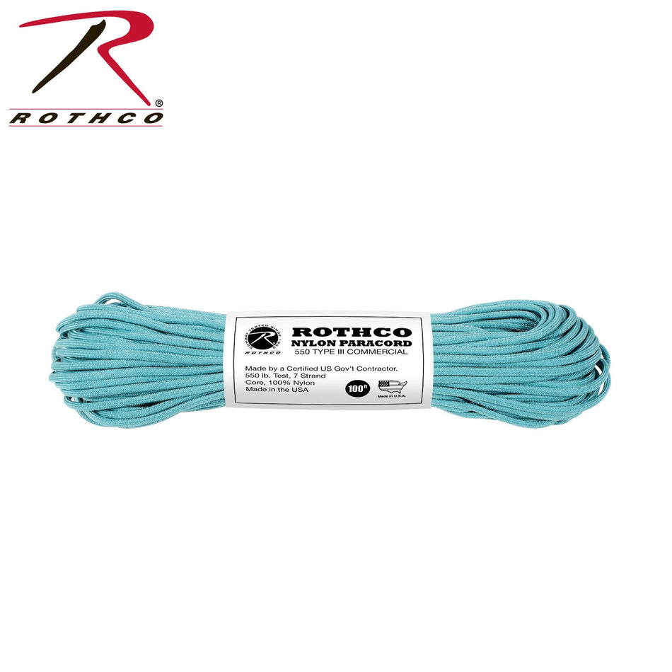 Rothco Nylon Paracord Type III 550 LB Turquoise Size 100' - Get Tight Gear
