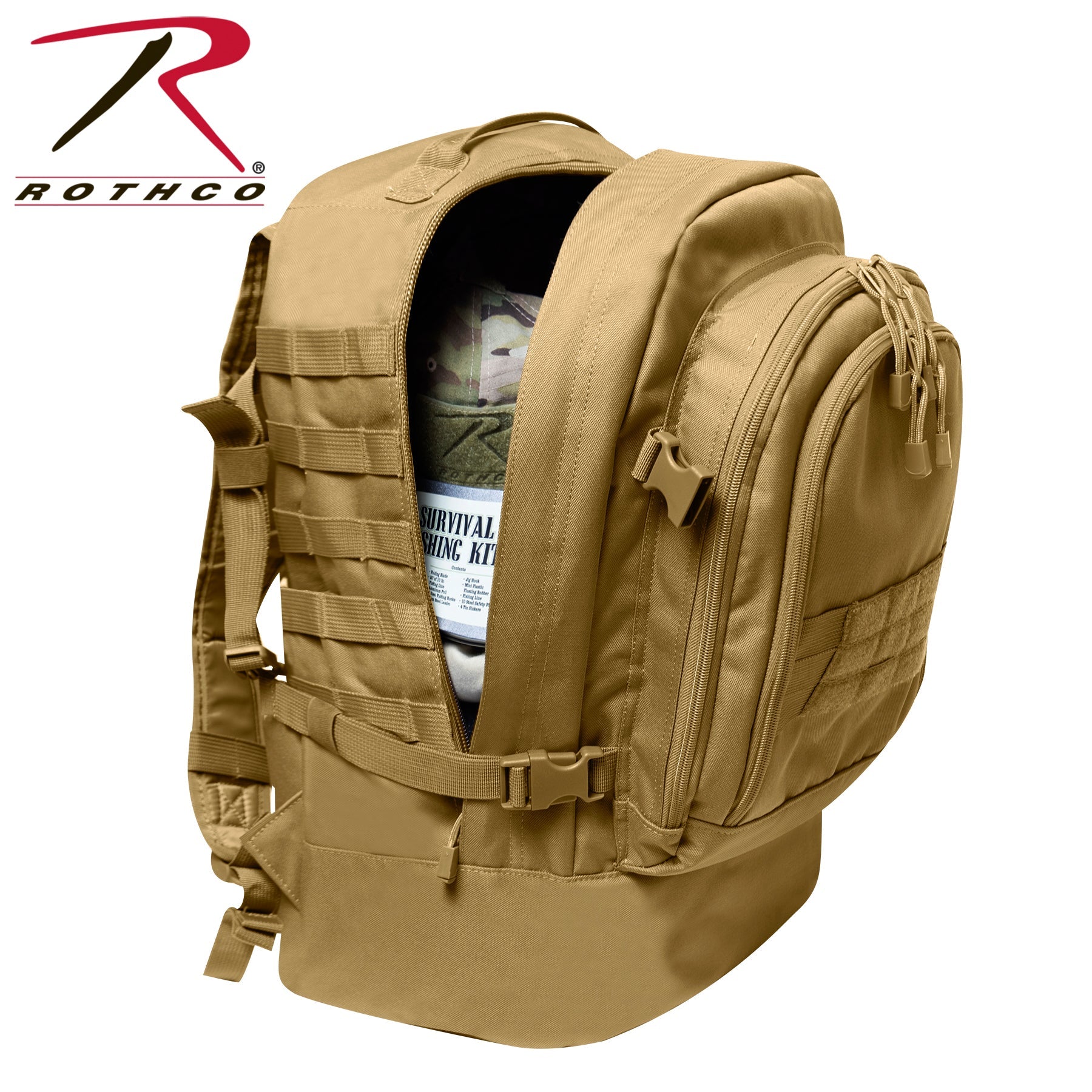 Rothco Skirmish 3 Day Assault Backpack Coyote Brown - Get Tight Gear