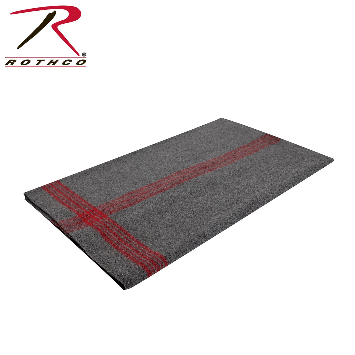 Rothco Striped Outdoor Wool Blanket Grey / Red Size One Size - Get Tight Gear