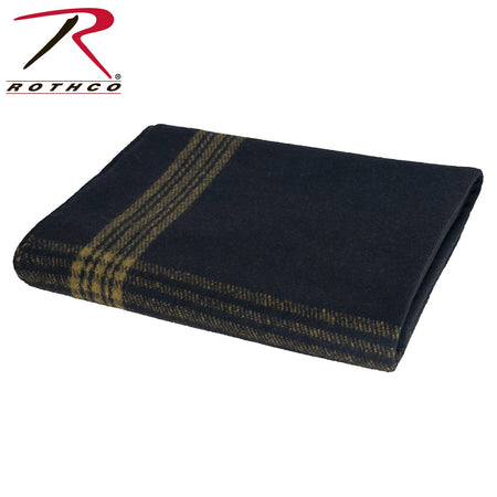 Rothco Striped Outdoor Wool Blanket Navy Blue / Gold Size One Size - Get Tight Gear