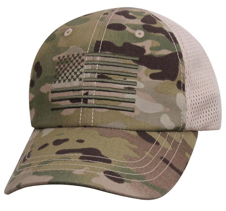 Rothco Tactical Mesh Back Cap With Embroidered US Flag MultiCam Size One Size - Get Tight Gear