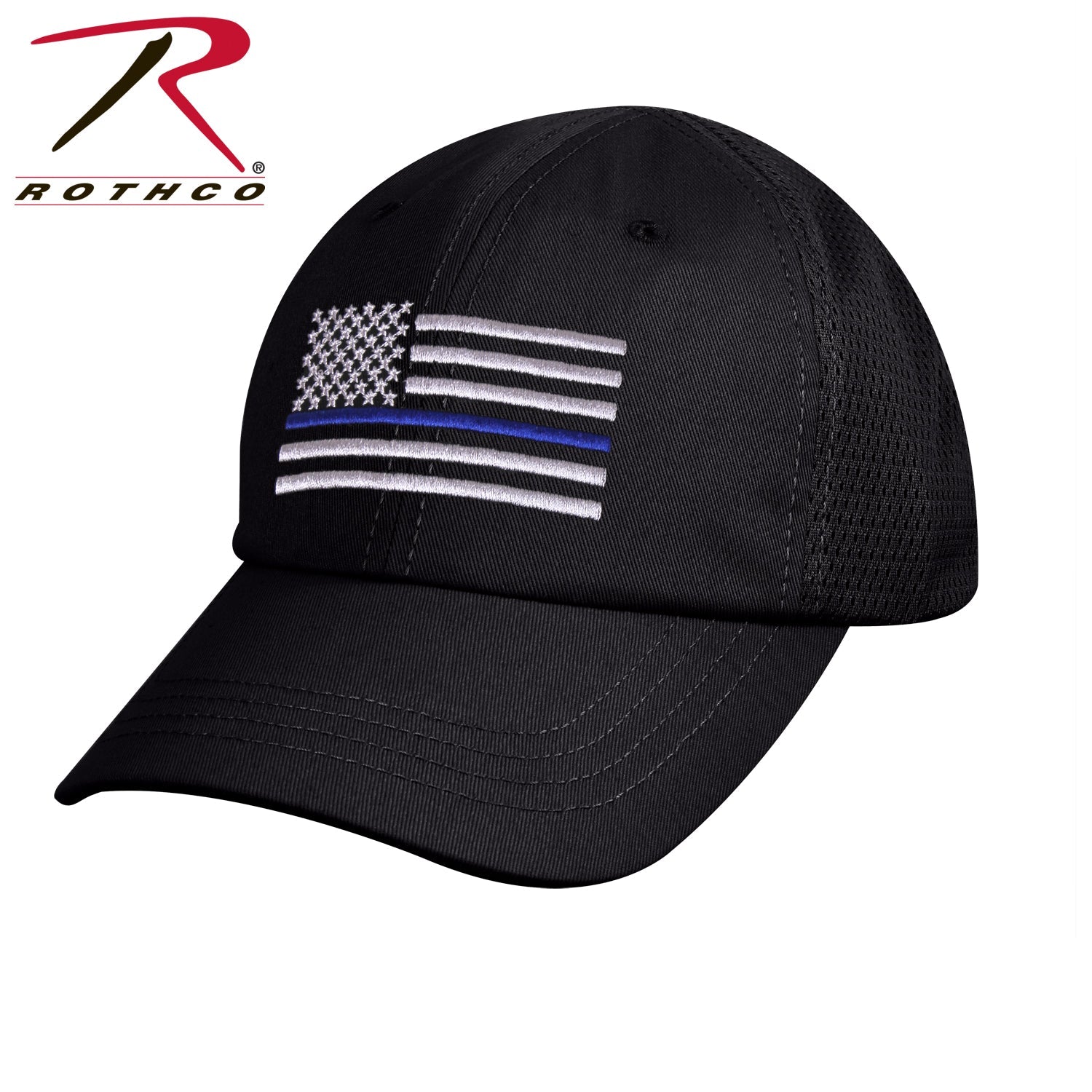 Rothco Tactical Mesh Back Cap With Thin Blue Line Flag Black Size One Size - Get Tight Gear