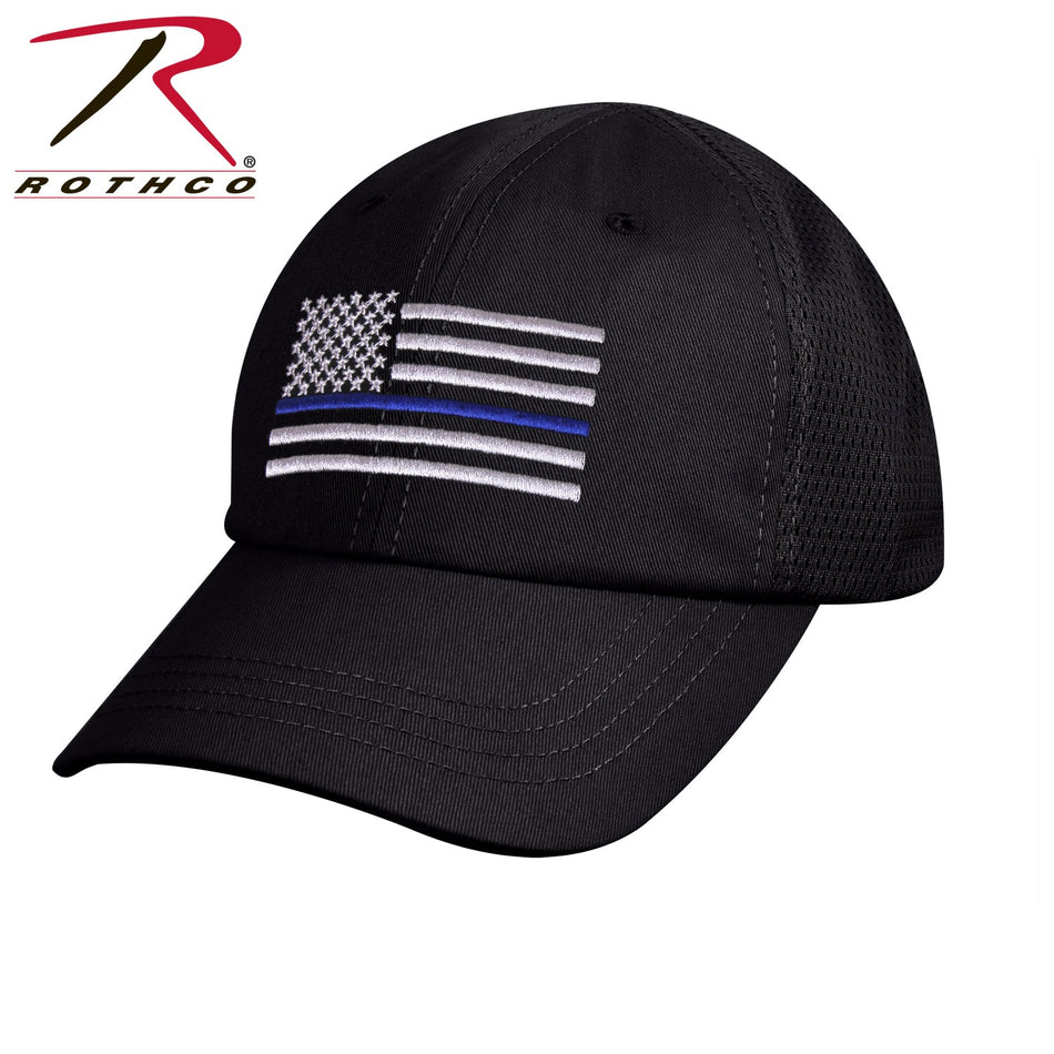 Rothco Tactical Mesh Back Cap With Thin Blue Line Flag Black Size One Size - Get Tight Gear