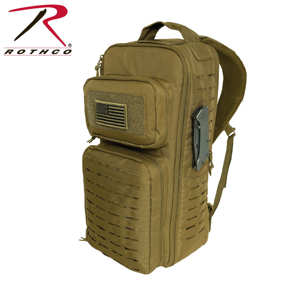 Rothco Tactical Single Sling Pack With Laser Cut MOLLE Coyote Brown - Get Tight Gear