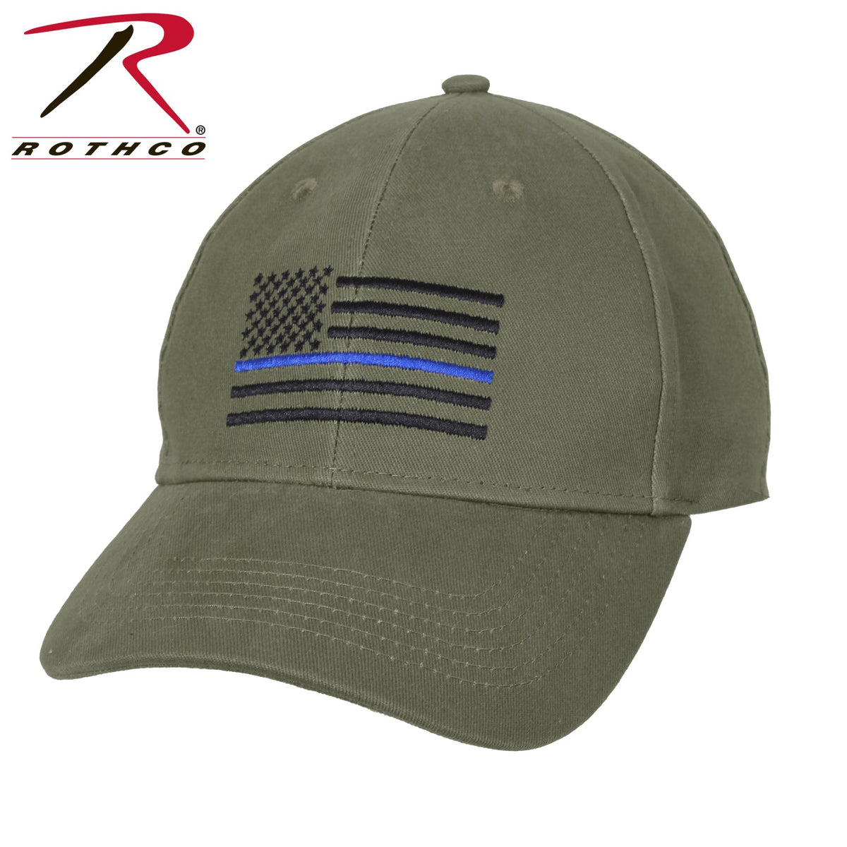 Rothco Thin Blue Line Flag Low Profile Cap Olive Drab Size One Size - Get Tight Gear