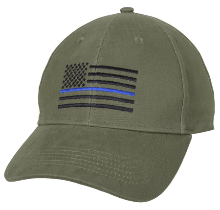 Rothco Thin Blue Line Flag Low Profile Cap Olive Drab Size One Size - Get Tight Gear