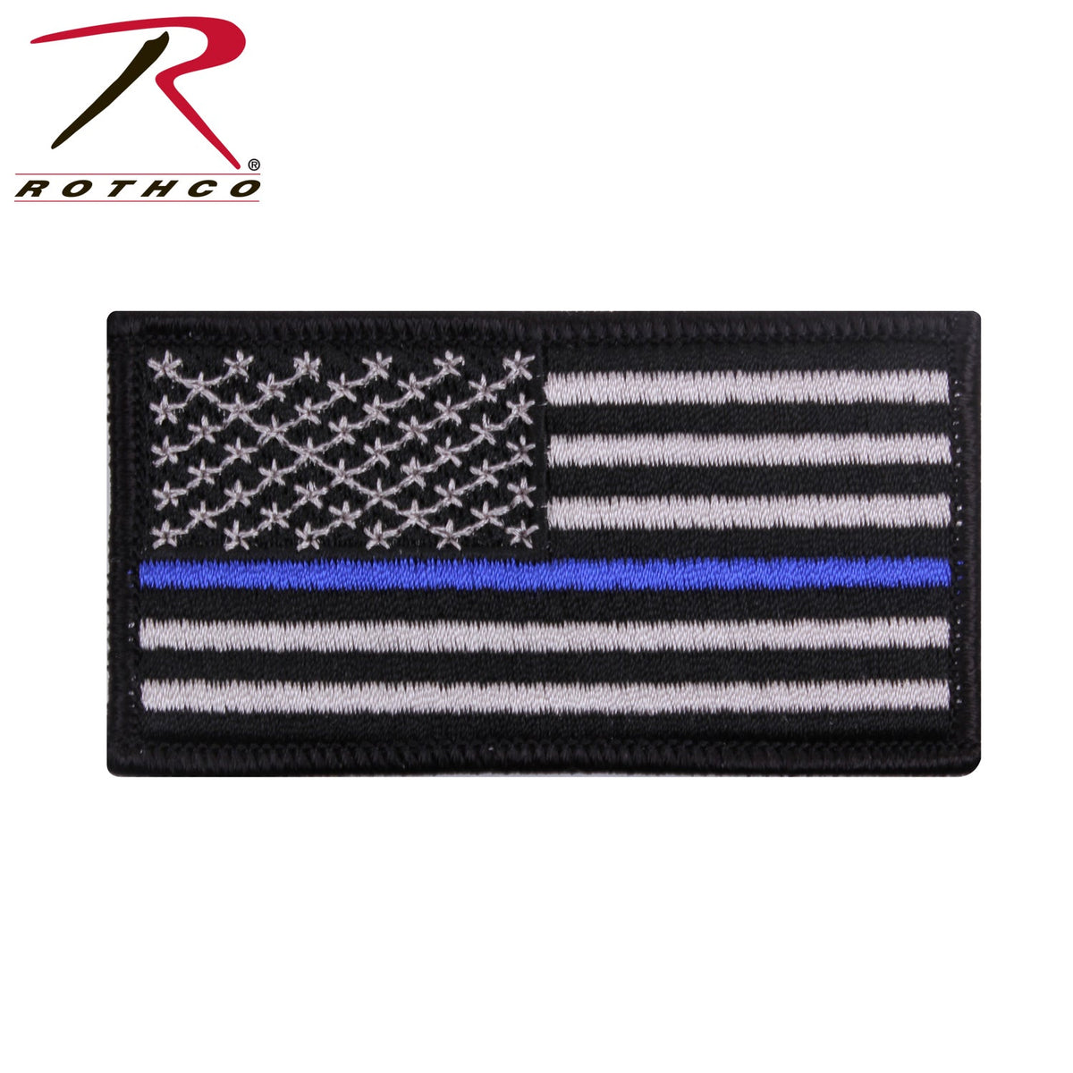 Rothco Thin Blue Line Flag Patch - Iron On Black / Silver Size One Size - Get Tight Gear