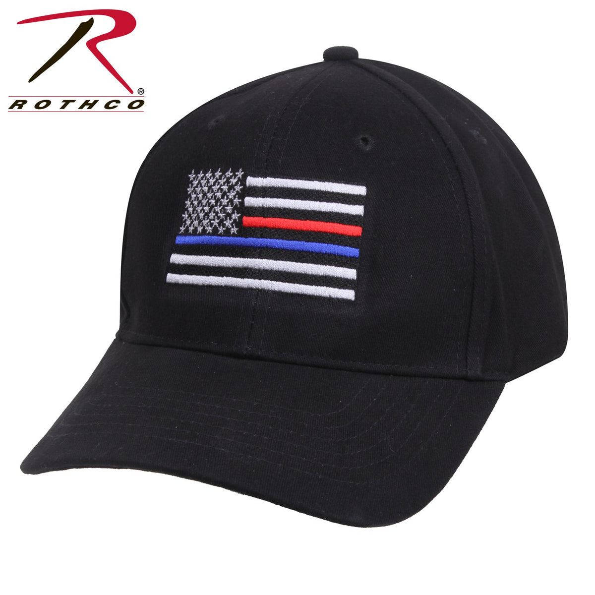 Rothco Thin Blue Line & Red Line Low Profile Flag Cap Black - Get Tight Gear