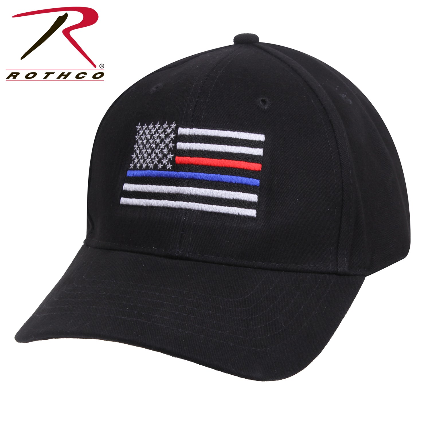 Rothco Thin Blue Line & Red Line Low Profile Flag Cap Black - Get Tight Gear