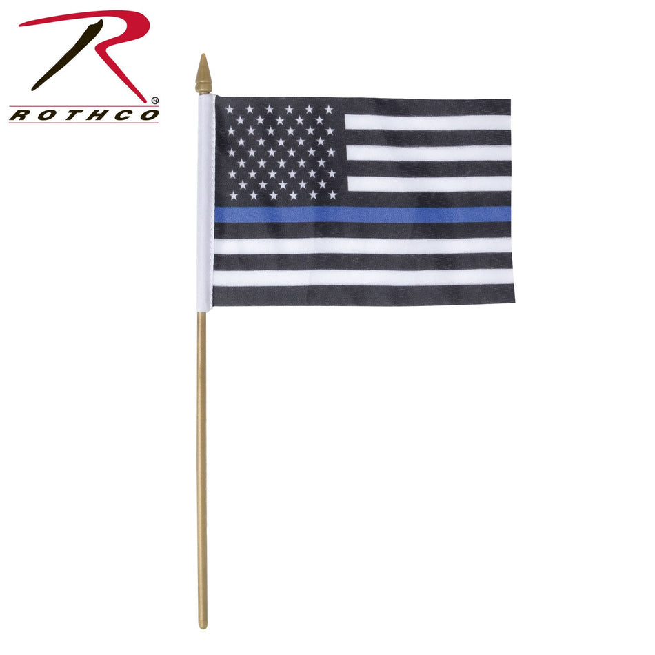 Rothco Thin Blue Line Stick Flag Black / Blue - Get Tight Gear